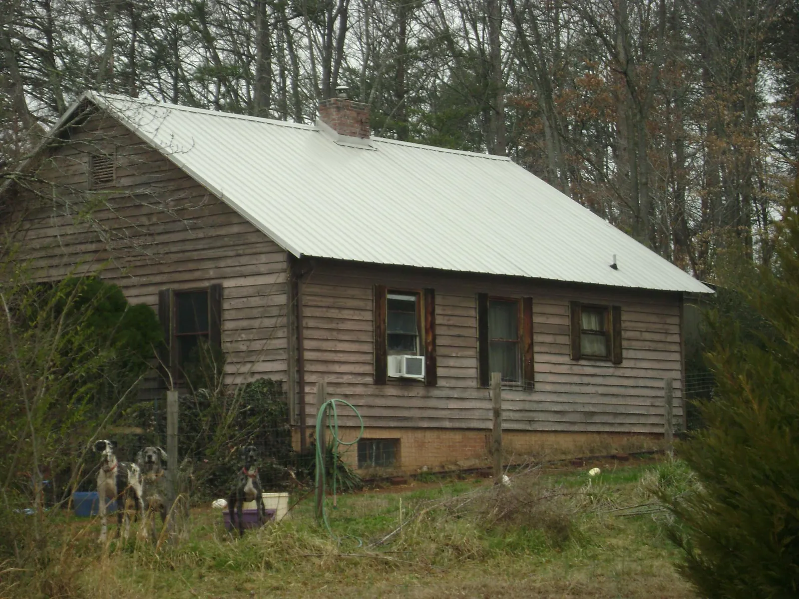 White metal roof on an old wood sided farmhouse, from a Metal Roof Installation job in Kennedyville